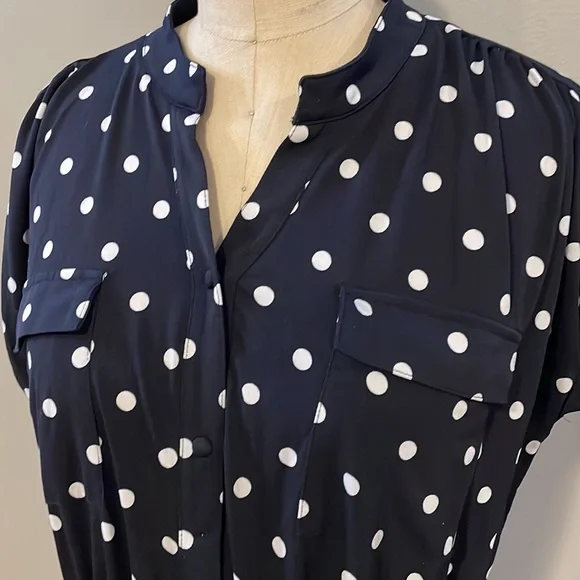 Roz & Ali cap sleeve polka dot cinch waist midi dress - Picture 2 of 7